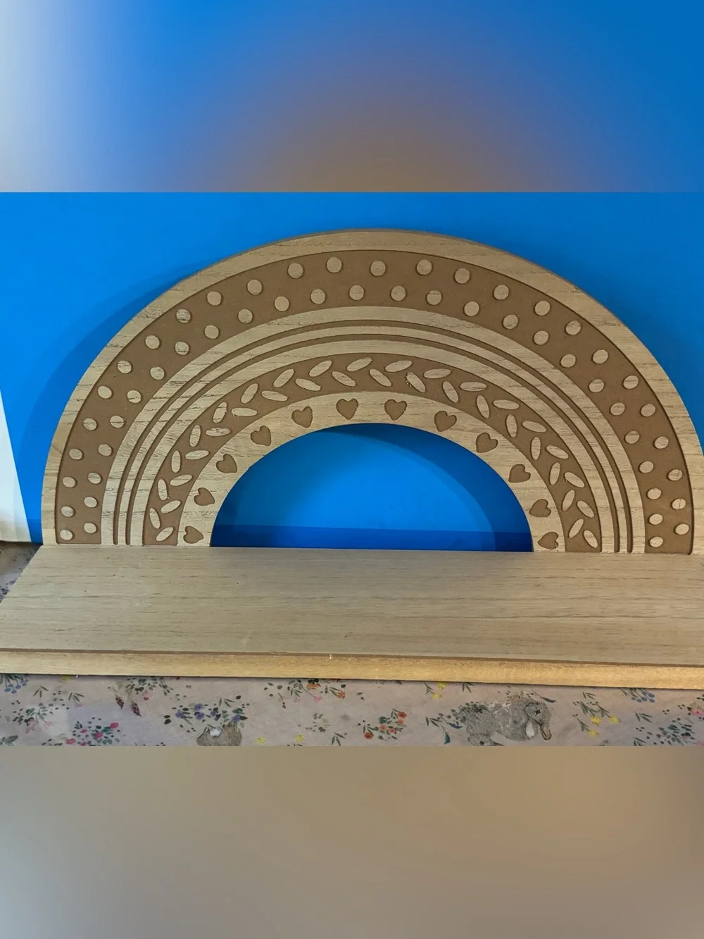 Hobby Lobby MDF Decorative Natural Unpainted shelf with wood fiber texture